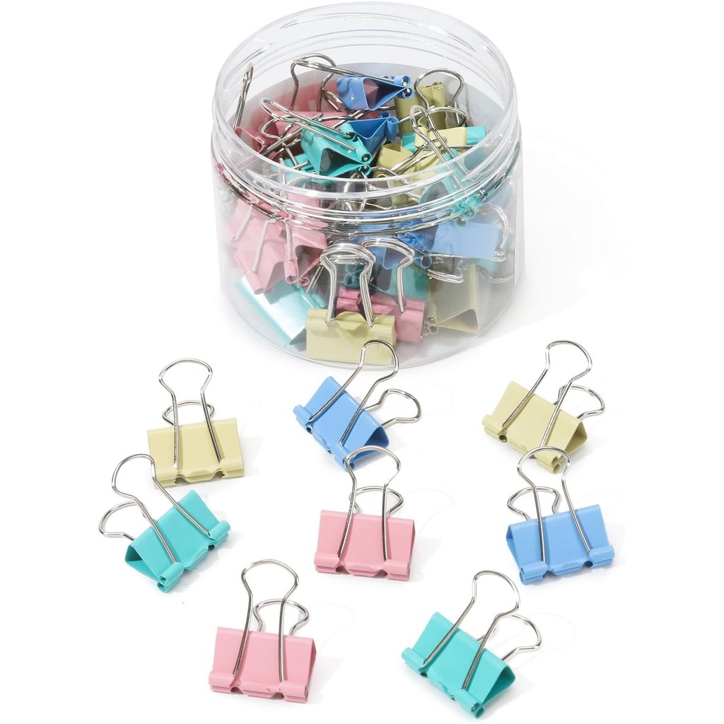 

Small Binder Clips and Paper Clips (40 Pcs) 0.75 Inch(3/4 Inch),Colourful Metal Small Paper Clamps for Office, Home, School