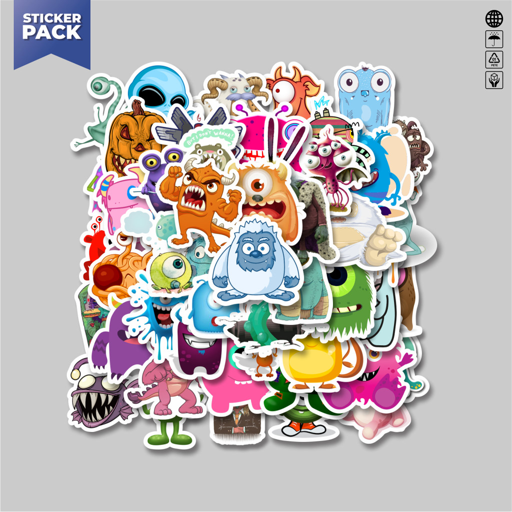 

[100PCS]Stiker Pack Stiker Monster Art Illustration Karakter Mix 6 Aesthetic Vinyl Anti Air Dekorasi Sticker Laptop Buku Journal Koper Helm Casing HP Gitar Helm Skateboard