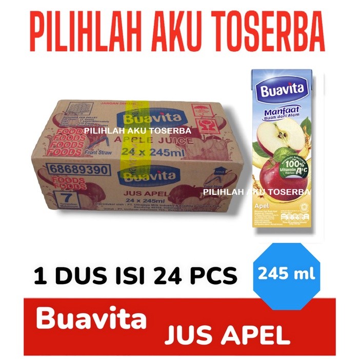 

BUAVITA APPLE Jus Apel 245 ml - ( HARGA 1 DUS ISI 24 )