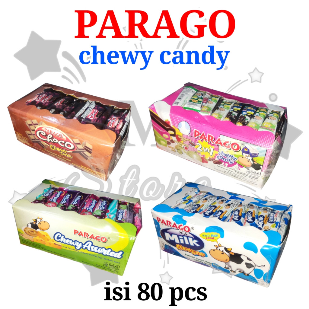

Permen Parago Chewy Permen Lunak Box 640gr - Pack Isi 80pcs