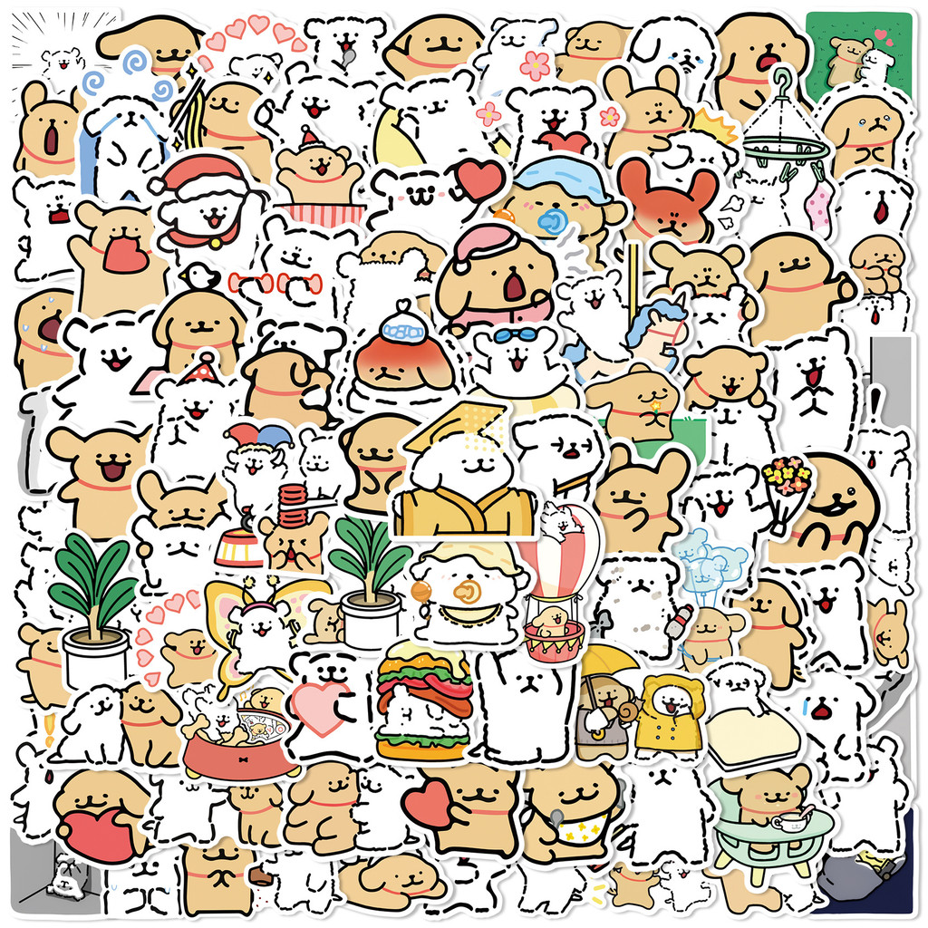 

100PCS Cartoon Line Dog in The Book Cute Stickers DIY Kids Toys Laptop Luggage Skateboard Suitcase Guitar Graffiti Decal Sticker