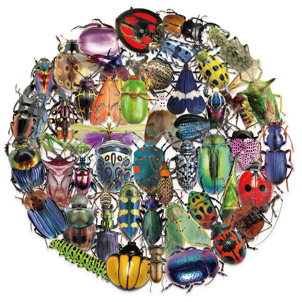 

10/30/50pcs Cartoon Transparent Realistic Insect Beetle Stickers DIY Laptop Fridge Suitcase Cool Scrapbooking Decoration Sticker