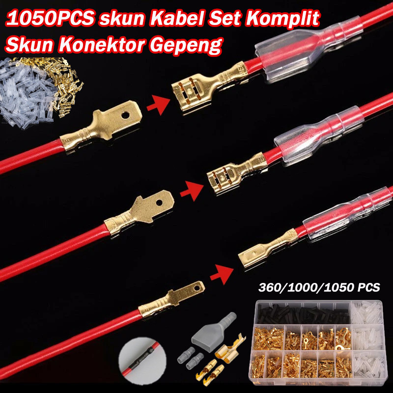 1050PC Sskun Kabel Set Komplit Skun Konektor Gepeng/Terminal Insulated/Skun Gepeng Terminal Male Fem
