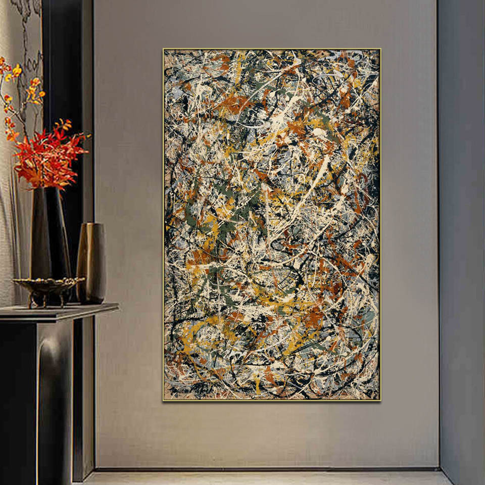 

Number 3 by Jackson Pollock,Hand painted abstrace painting on linen canvas Room decoration Wall art canvas painting large size