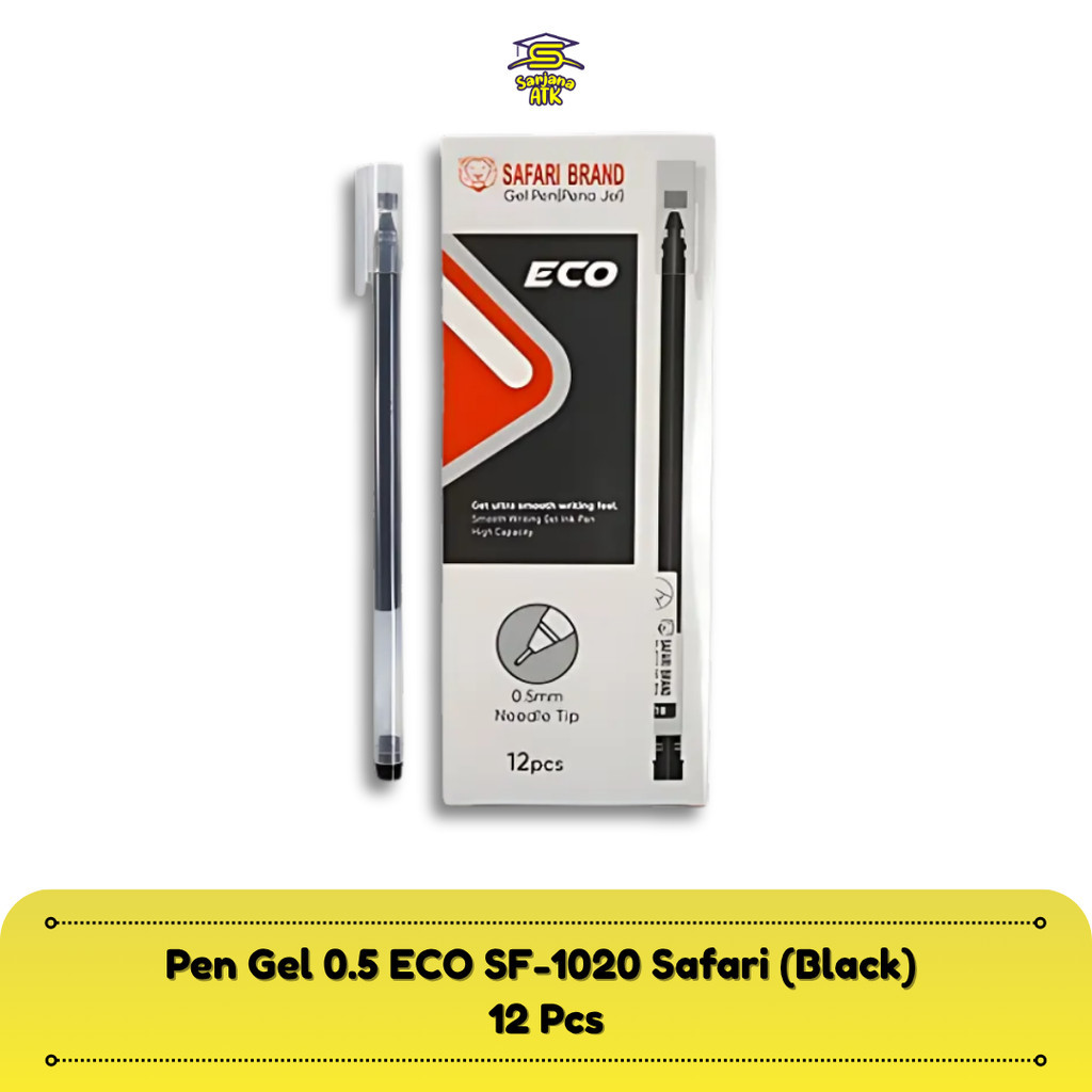 

(12 Pcs) Bolpoin / Pena Pen Hitam 0.5m ECO Safari Brand Kemasan BOX
