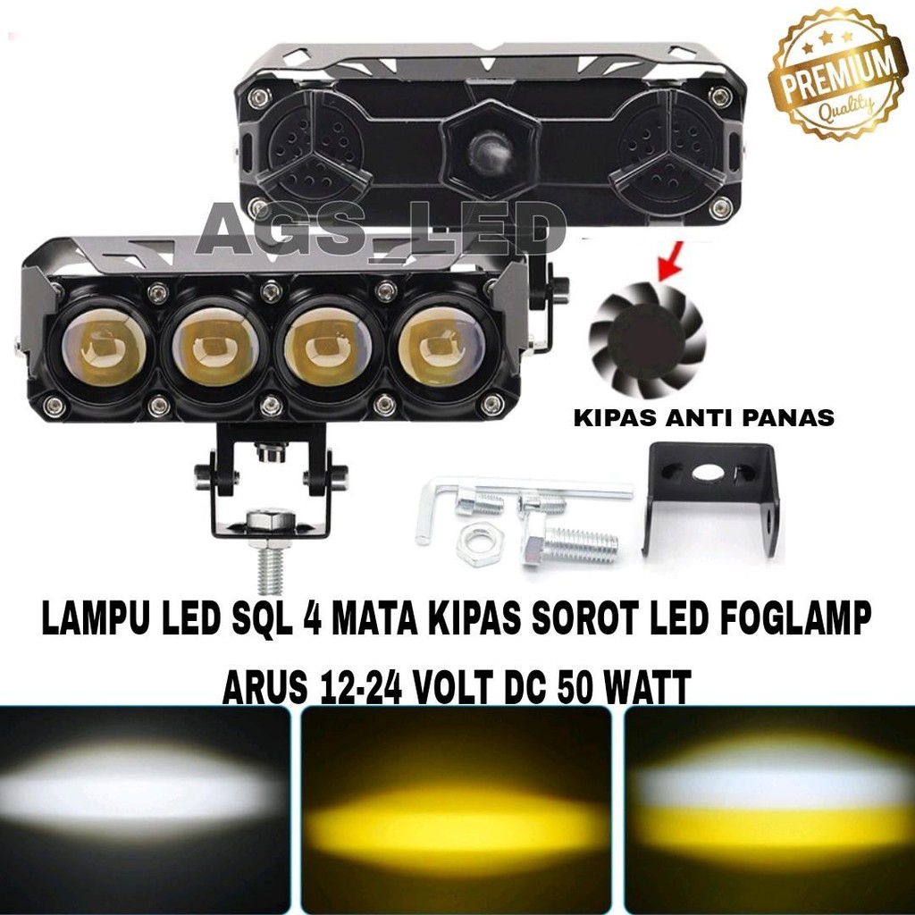 LAMPU SOROT 4 MATA LED SQL KIPAS TOPI PREMIUM/LAMPU SOROT SQL 4 MATA KIPAS