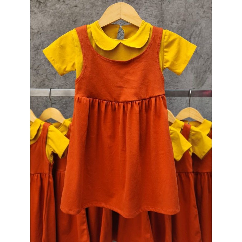 Baju boneka squid game OREN anak perempuan 2-8 tahun/ baju squid game boneka/ baju anak squid game/ 