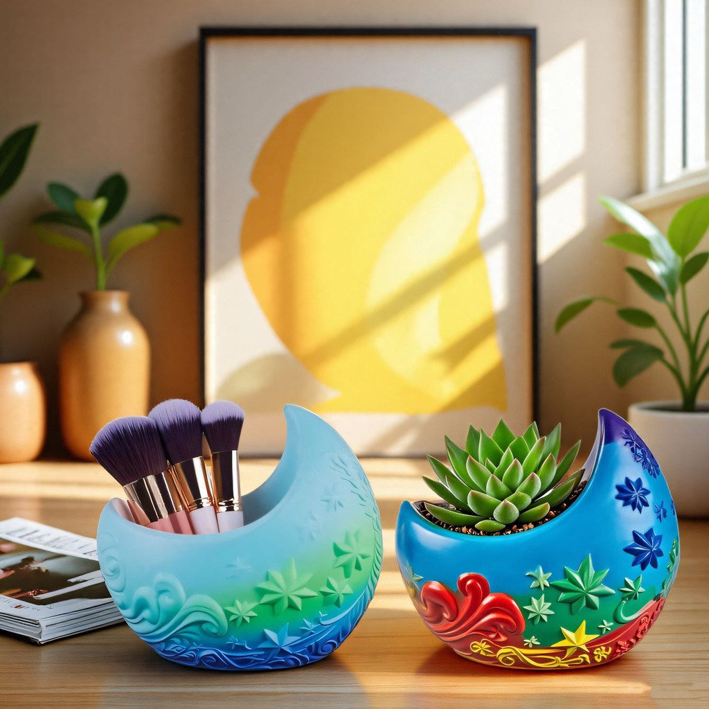 

Half Moon Silicone Mold DIY Plaster Succulent Planter Molds Flower Pot Mould Moon Cup Mold Moon Shaped Candlestick Home Decor