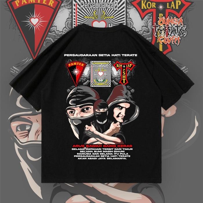 tshirt terate arush bawah seduluran korlap pamter volt 2 || bungateratecloth - Black, S