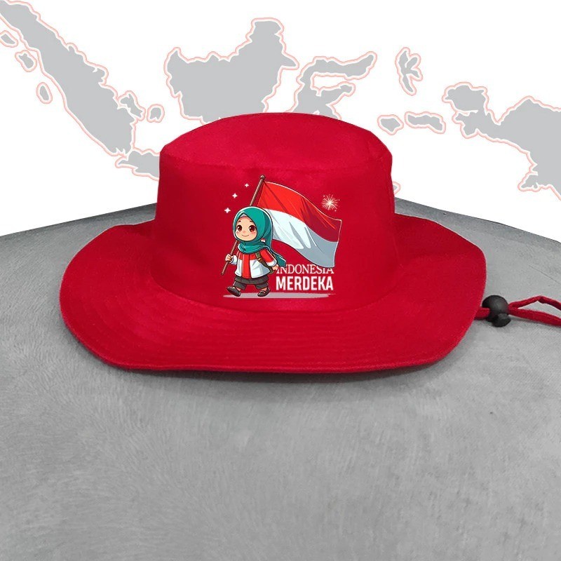 GRATIS BORDIR NAMA - Topi BUCKET RIMBA 17 Agustus Hut RI Indonesia 2025 Topi Bordir Logo Indonesia (