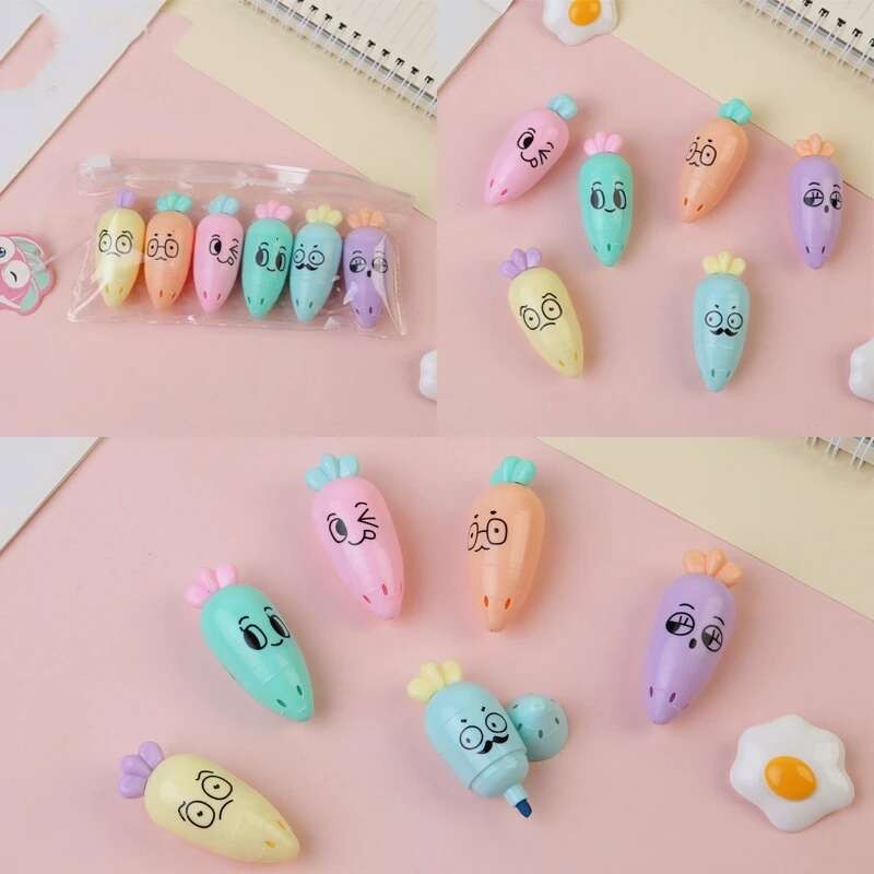 

1 PCS Cute Mini Highlighter Lovely Cartoon Paint Marker Pen School Office Office Stationery Supply Capsule Vitamin Kawaii Funny