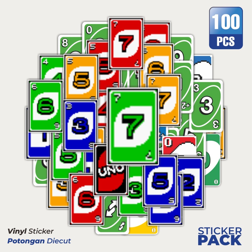 

Super Hemat! 100 PCS Stiker Game Kartu UNO V5 Waterproof Aesthetic- Untuk Laptop, Motor, dan Helm - Paper Stationery Pack