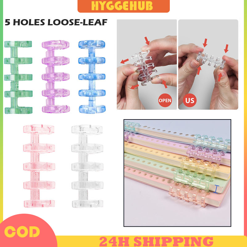 

10 PCS Ring Binding Binder Loose Leaf 5 lubang Spiral Bahan Plastik Untuk Loose Leaf A5/B5