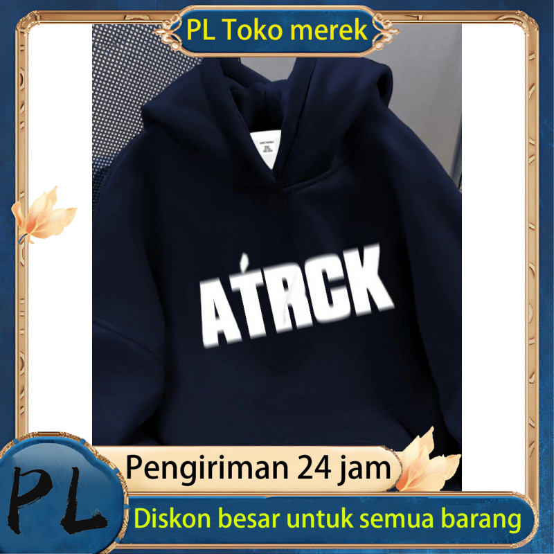 【Sweatshirt wanita baru】【Kaus pria】100% Katun Biru Tua Berlapis Fleece Musim Gugur Musim Dingin Swea