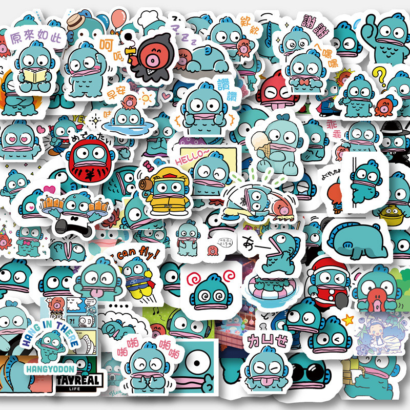 

96PCS Sanrio Hangyodon Stickers Cartoon Cute Hand accounting Stickers Children's decorative water cup DIY album stickers Toys