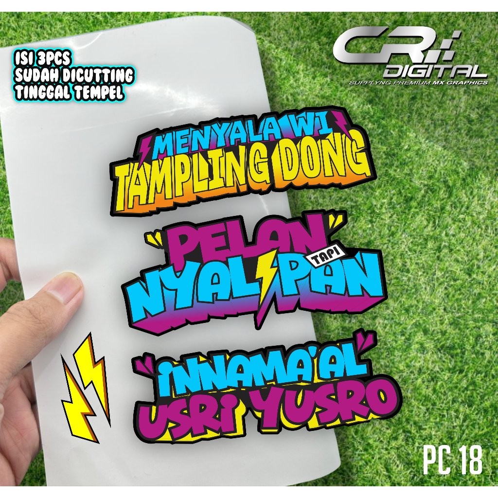 

Sticker Pack isi 3pcs Sticker Udah Di potong Sticker MENYALA WII , PELAN TAPI NYALIPAN, INNAMA'AL USRIYUSRO VIRAL TERBARU PC18