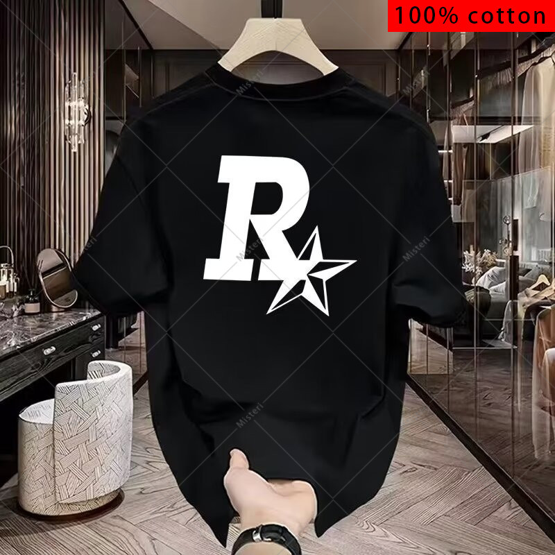 (COD) Kaos Distro Oversize pria premium Katun 100% motif Rockstar Games Hitam leher bulat [Ready Sto