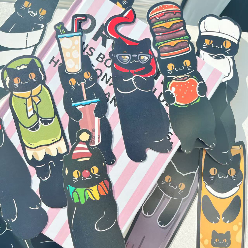 

30pcs black cat bookmarks fun animal decoration student office DIY reading books book page labeling paper card creative bookmark