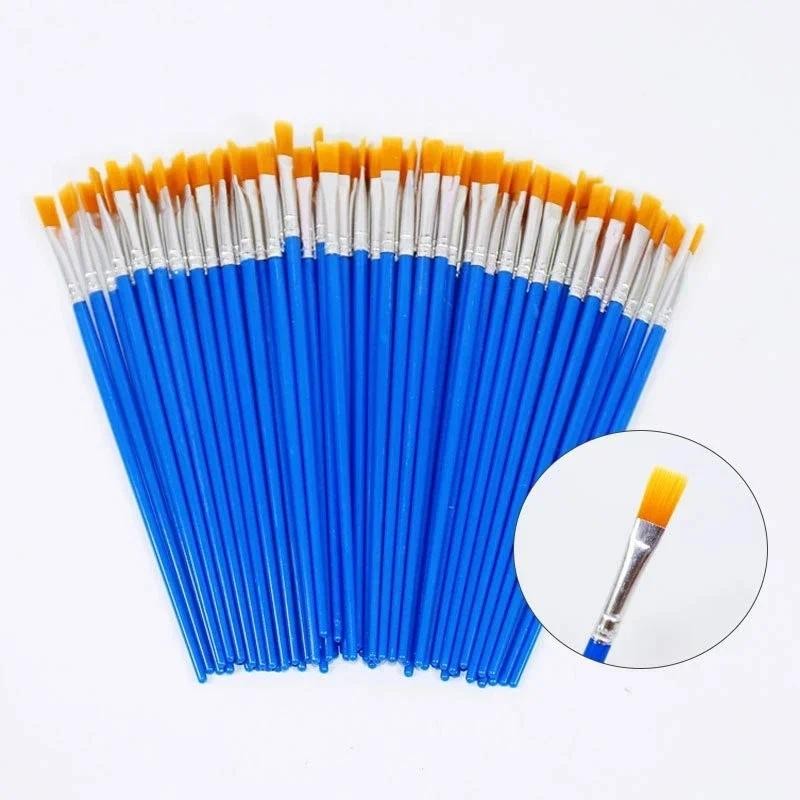 

50Pcs Painting Brushes Set Art Round Flat Hair Nylon Hair Paint Brush for Oil Acrylic Watercolor Kids/Artists/Beginners/Students