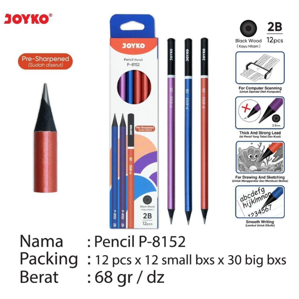 

Pensil 2b Joyko P.8152 ( 1pak/12pcs )
