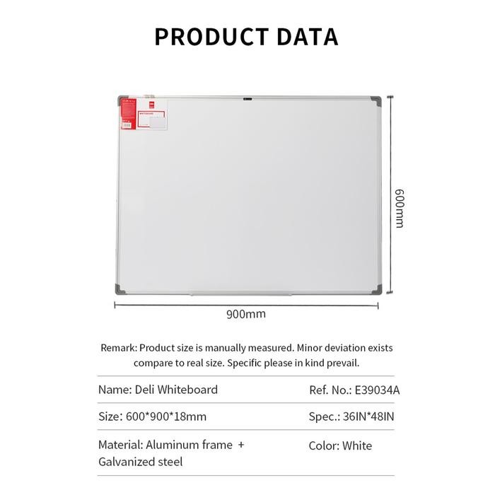 

Deli Whiteboard Papan Tulis Putih 900×1200mm 36IN×48IN E39034A