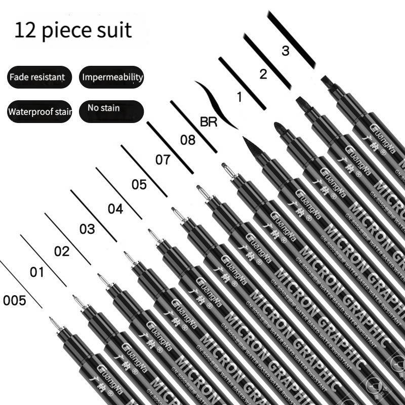 

Pigment Liner Micron Pen set Manga markers Needle Pen Art Brush Hand-painted Hook Line Pens Sketch Fineliner Drawing Stationery