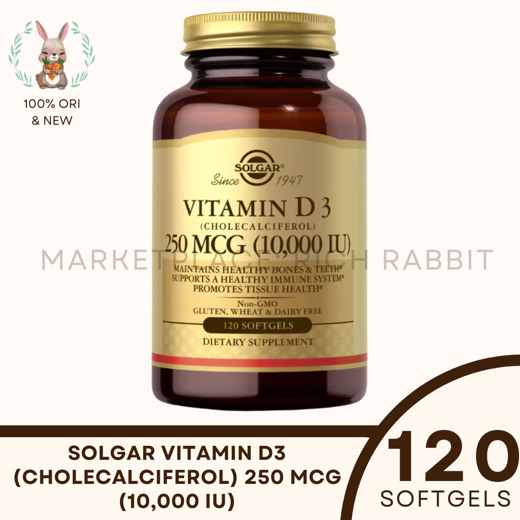 Solgar Vitamin D3 10,000 10000 10000IU Immune Bone Health Suplemen Kesehatan Tulang Imun Tubuh ORI U