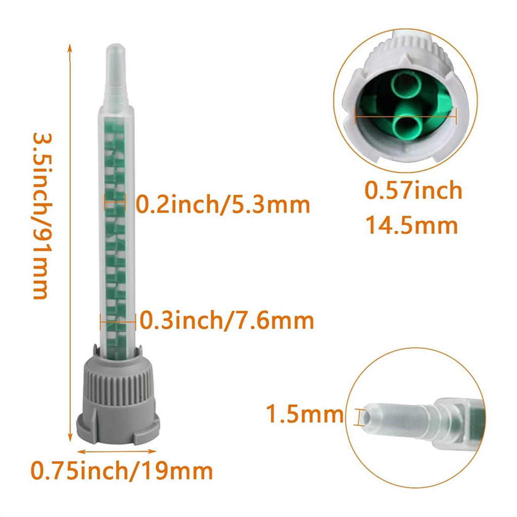 

New 20 Pieces Mixing Nozzles Adhesive Cartridges Tip for 50ml Resin Mixer Adhesive Applicatior 16-Element,1:1 Ratios