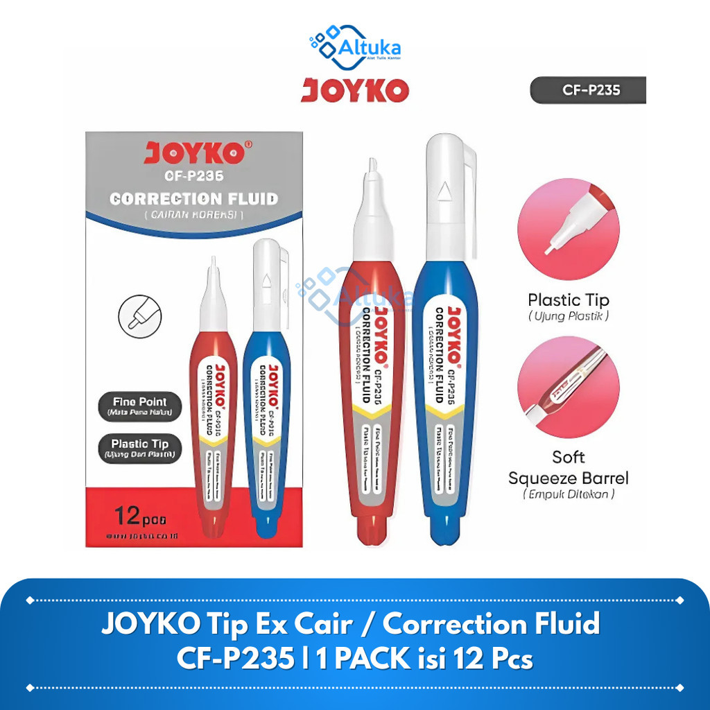 

(12 Pcs) 1 Pack JOYKO Correction Fluid / Tip Ex Cair / Cairan Koreksi Penghapus CF-P235
