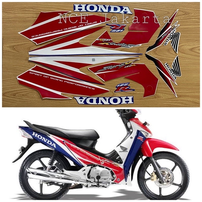 STIKER STRIPING MOTOR SUPRA X 125R 2006 BIRU PUTIH MERAH HRC