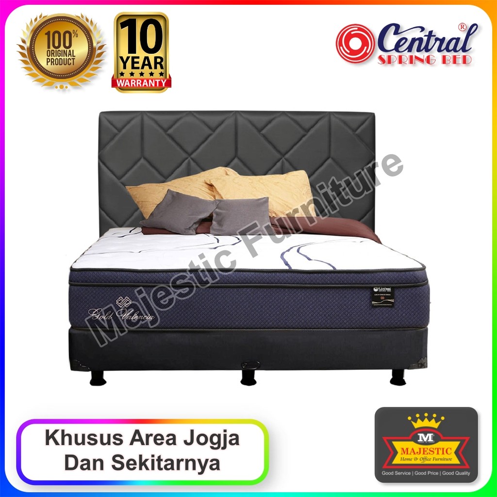 Set Spring Bed Central Gold Valencia - Cellini Terra - 90/100/120/160/180/200 - Jogja (Tebal 33 cm,