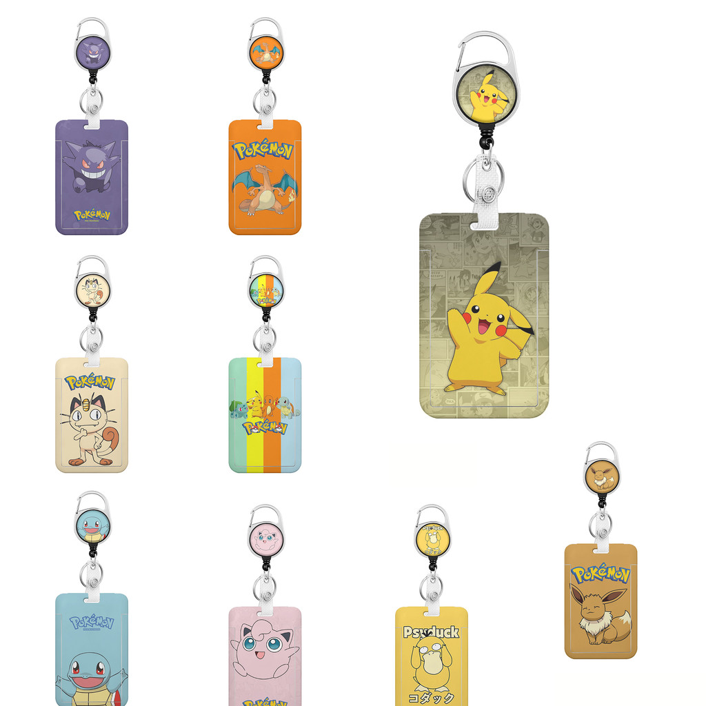 

Potdemiel Pikachu Card Holder Retractable Buckle Business Badge Card Case Employee Cards Cover Doctors Nurses Hang Certificates