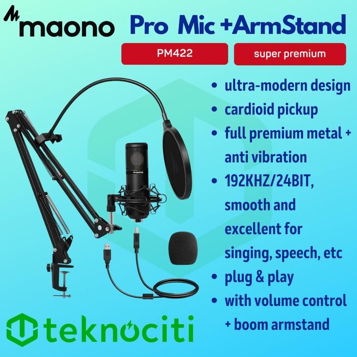 MAONO Mic Condenser Studio Kit + Pop Filter + ArmStand by MaonoCaster