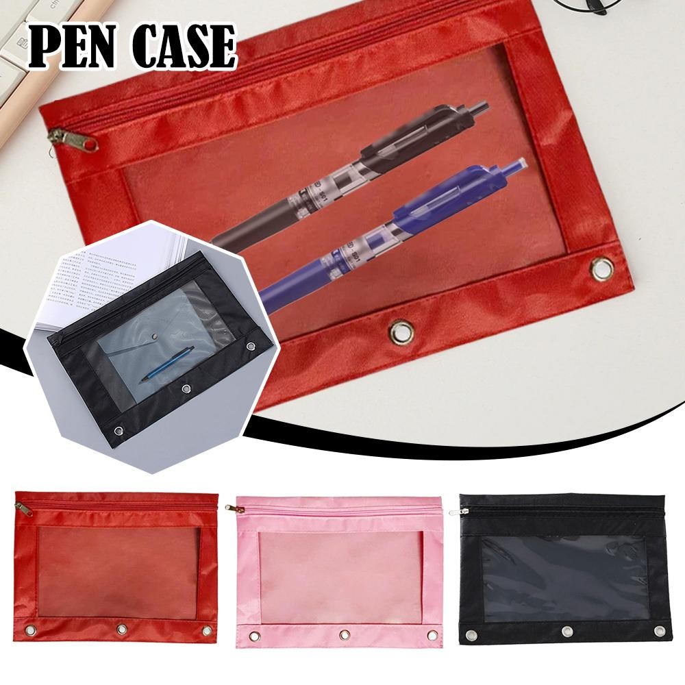

Three hole pencil case single pull connection 420D PVC Oxford cloth eyebag storage file bag transparent pencil case