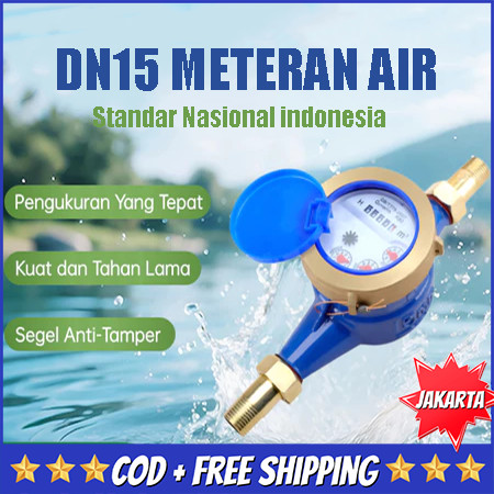 MOKETA Meteran Air PDAM SNI 1/2" Body Besi Water Meter Ledeng PDAM 0.5 Inch Meteran PDAM Flow Meter