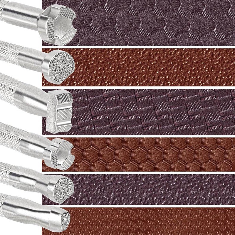 

6Pcs Leather Stamp, Alloy Steel Leather Carving Stamping Punching Tools For Leather Craft Design Working- Silver