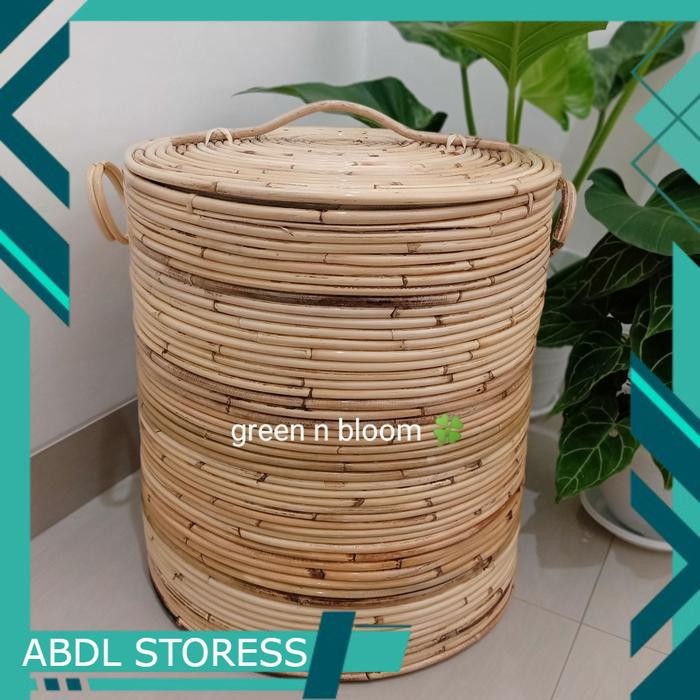 keranjang laundry rotan lilit rotan besar