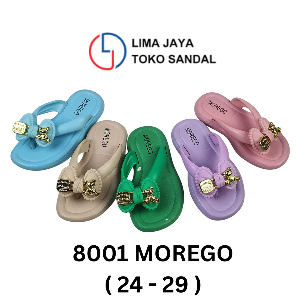 Sandal Santai Anak MOREGO Motif Pita & Liontin Emas ( 24 - 29 )