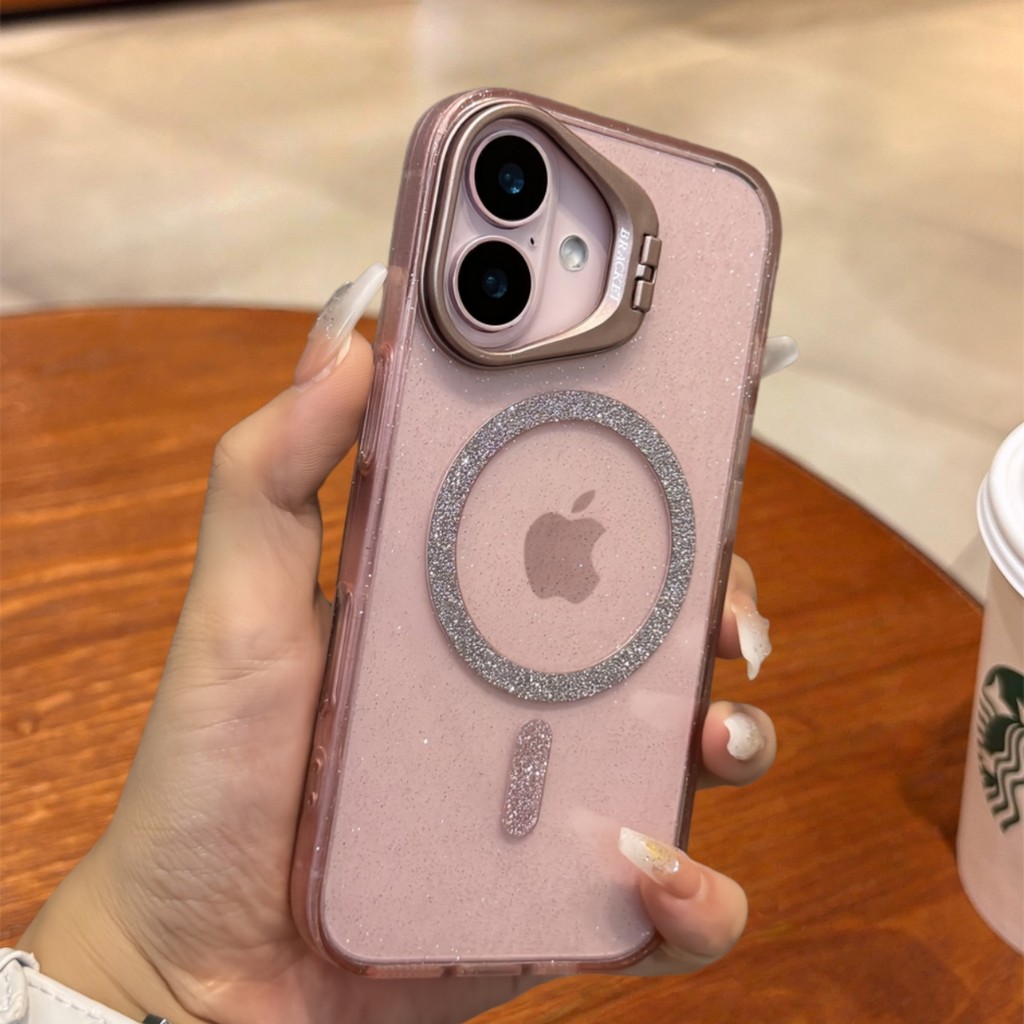 CASING LUXURY FLIP LENSA GLITTER MAGNETIK CASE FOR IPHONE 15 14 13 12 11 PRO MAX Built-in stand LUXU