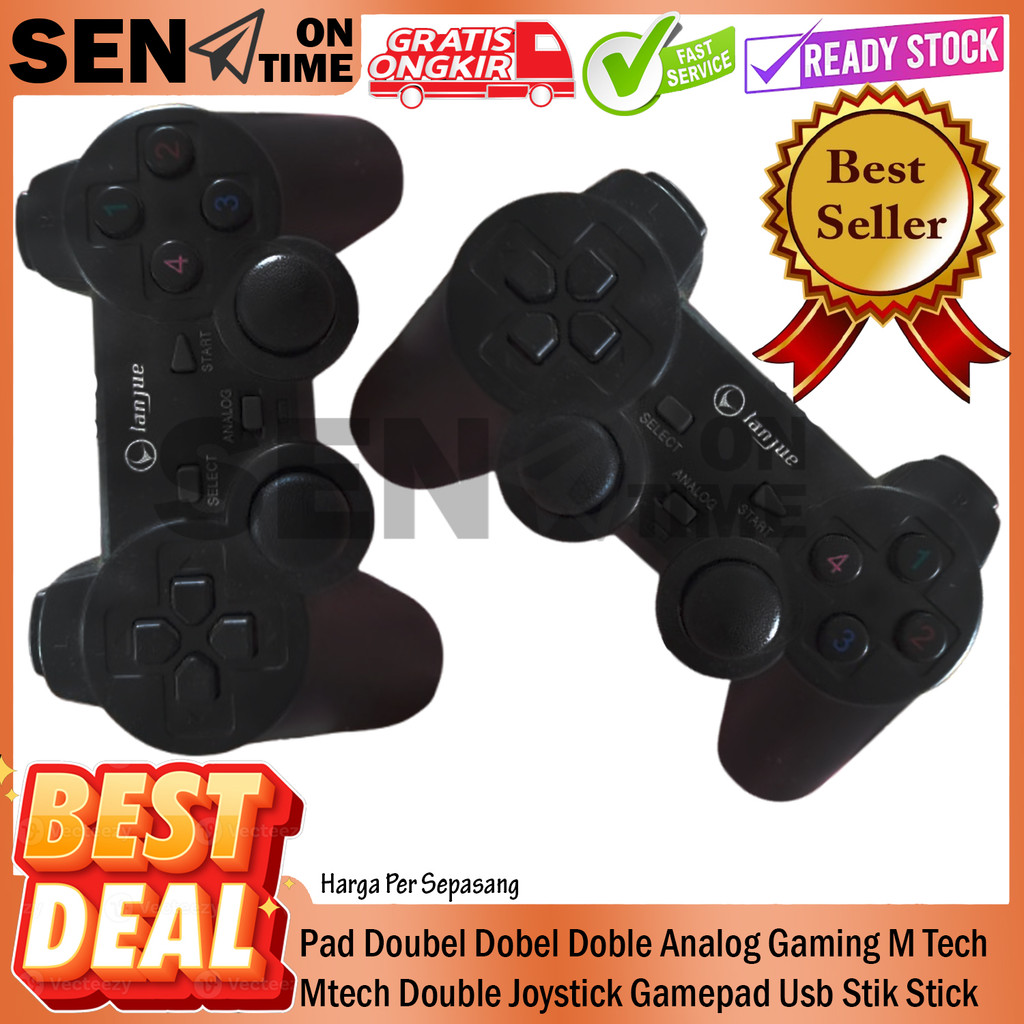 Pad Doubel Dobel Doble Analog Gaming M Tech Mtech Double Joystick Gamepad Usb Stik Stick Dualshock K