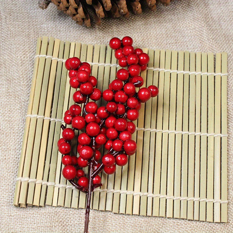 

Red Fruit Simulation Red Berry Decoration Acacia Fruit Foam Red Fruit Branch Wreath Decor Berries