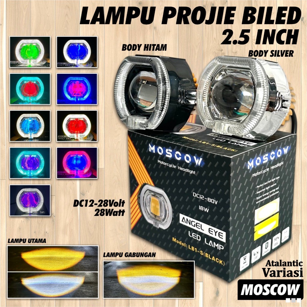 NEW LAMPU TEMBAK PROJIE BILED DEVIL UNGU SPIRAL BULAT LAMPU UTAMA MINI 2 WARNA HIGH LOW PUTIH KUNING
