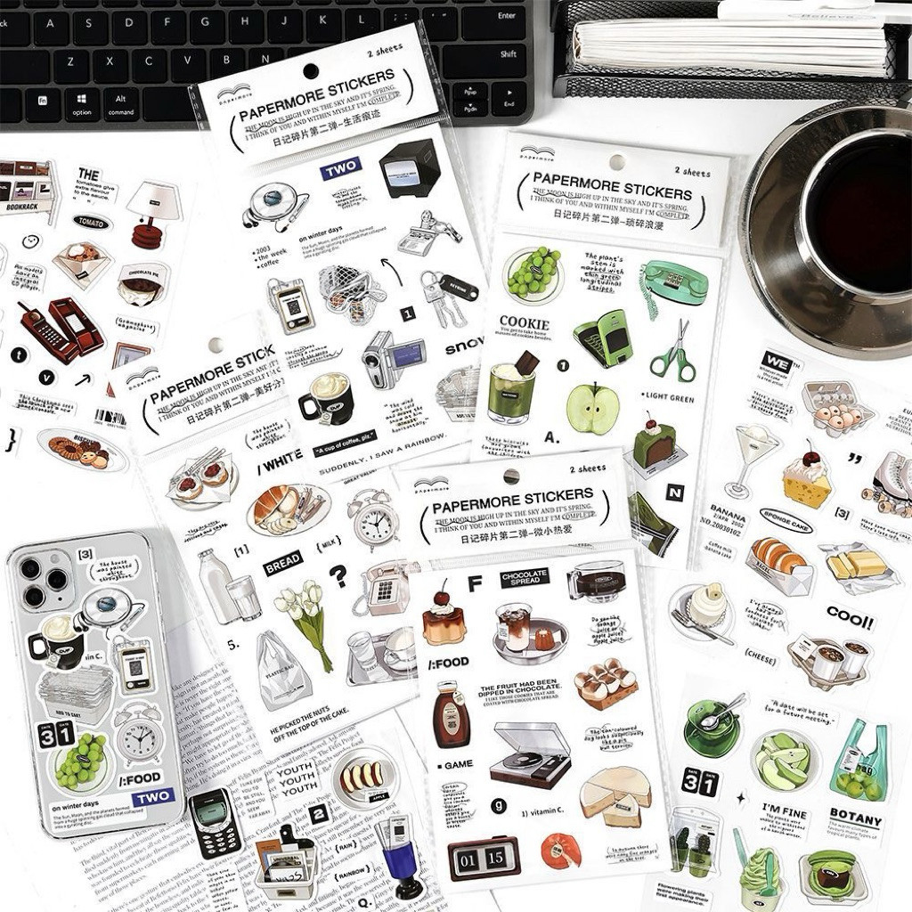 

Journamm.id PaperMore Diary Fragments Seri 2 Stiker Kertas Sintetis Buku Catatan Retro Bahan DIY Stiker 2 Lembar