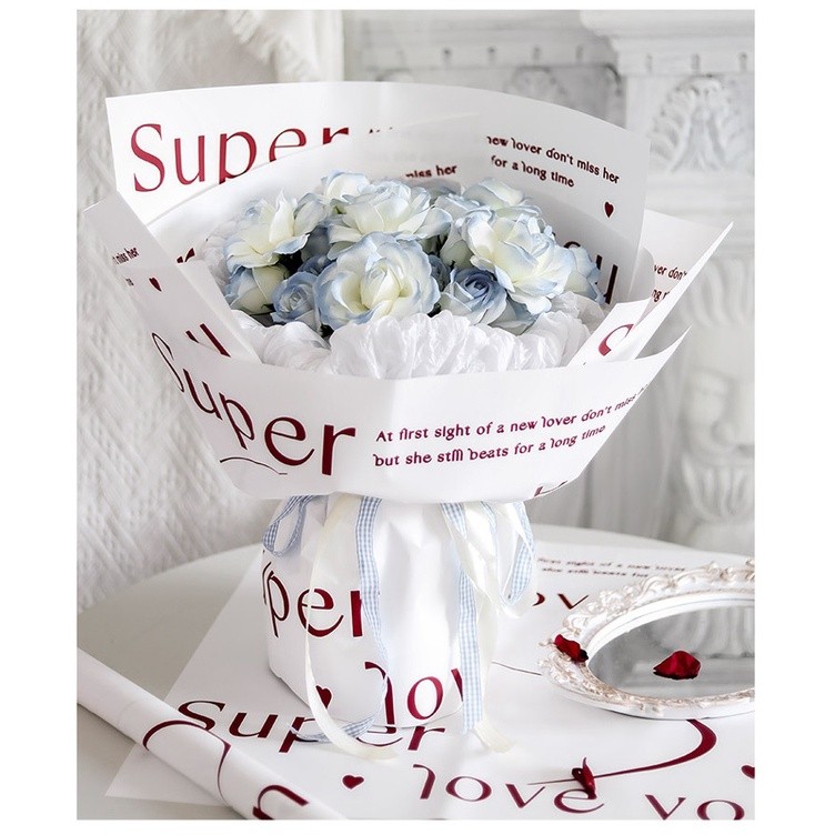 

Kertas Buket Bunga Kertas Cellophane Motif Super Love Flower Wrapping