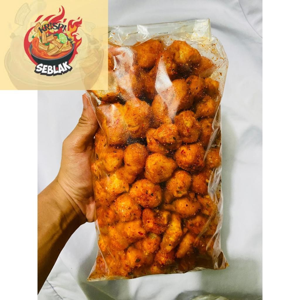 

Seblak krispi siomay/somay mini pedas daun jeruk/original daun jeruk kemasan 1kg 500gr 250gr.s Seblak
