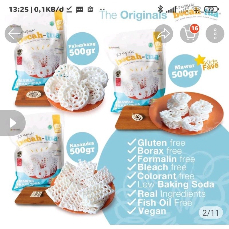 

Kerupuk Bocah Tua 500 gr/ kerupuk Premium Sehat Bahan Alami Gluten Free