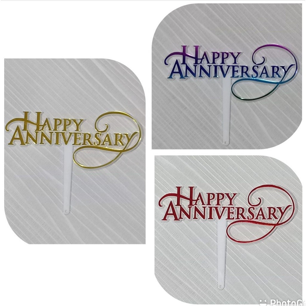 

*SDA* (ISI 25PCS) CAKE TOPPER HIASAN KUE tulisan "HAPPY ANNIVERSARY" ANEKA WARNA "KTi 55" NEW