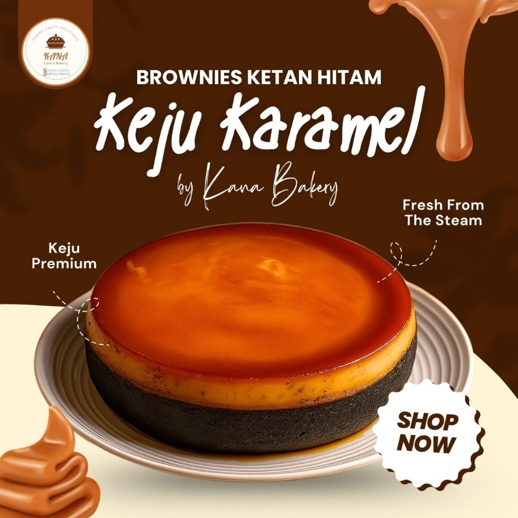 

Brownies Ketan Hitam Keju Caramel By Kana Bakery
