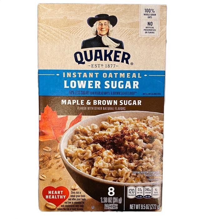 

Quaker instan oatmeal lower sugar maple and brown sugar 272 gr