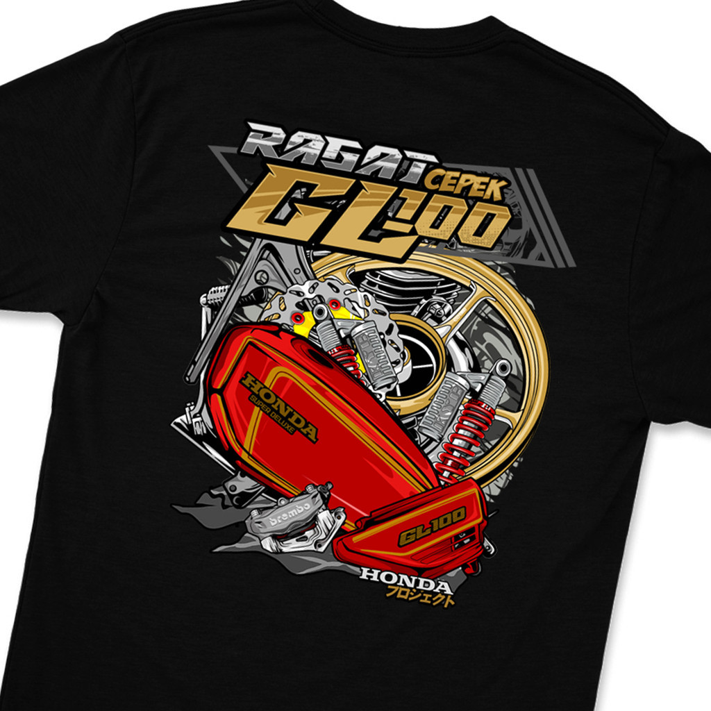 Baju Kaos Atasan Pria Wanita Ragat Honda Gl 100 Gl100 Cepek Classic Herex Kotak Pro Cantik Distro